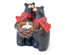 Boston International Sculpted Teelichthalter, Black Bear Duo, 4.75 x 5 x 6.25