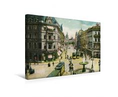 Premium Textil-Leinwand 45 x 30 cm Quer-Format Frankfurt am Main, Kaiserstraße mit Springbrunnen | Wandbild, HD-Bild auf Keilrahmen, Fertigbild auf hochwertigem Vlies, Leinwanddruck von Jens Siebert