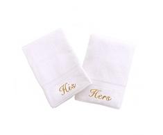 Linum Wohntextilien Personalisierte Gold Gewinde Bestickt Handtuch, Weiß/Gold, Einheitsgröße