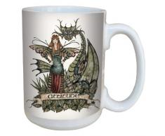 Tree Free Grußkarten, 15 oz lm43536 Fantasy Fee und Drache Attitude Keramik Tasse mit Griff in voller Größe