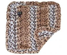 BESSIE AND BARNIE Aspen Schneeleopard (Rüschen) Ultra Plüsch Kunstfell Haustier Hund Katze Welpen super weich Wendedecke (mehrere Größen), LG - 56 x 36