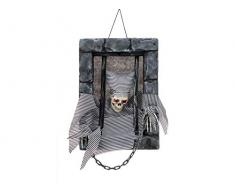 EUROPALMS Halloween Figur Knasti | Gefängnisfenster mit Gefangenem ALS Wanddekoration | Rot Blinkende LED-Augen | Betrieb über DREI 1,5-V Batterien, Typ LR44 | Höhe 46 cm