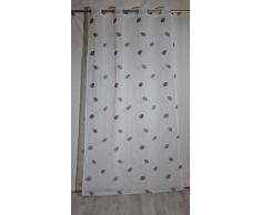 Homemaison Ösengardine, Bestickt Motive Blatt Polyester Grau 140 x 260 x cm