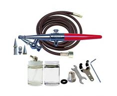 Paasche Airbrush HS-3SG Set mit Flaschenverschluss Single Action Airbrush silber, rot