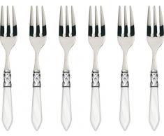 Bugatti ALC1M-N4217 Aladin 6-teiliges Besteck-Set mit Kuchengabel, Stahl/ABS, Weiß 21 x 18 x 3 cm