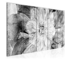 Bilder Blumen Abstrakt Wandbild 200 x 80 cm Vlies - Leinwand Bild XXL Format Wandbilder Wohnzimmer Wohnung Deko Kunstdrucke Grau 5 Teilig - MADE IN GERMANY - Fertig zum Aufhängen 200355c