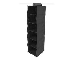 Anika Kleiderschrank mit 10 Taschen, mit Befestigungsschlaufe Oben, Textil, Schwarz, 6 Shelf