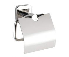 WENKO Toilettenpapierhalter Mezzano, Papierrollenhalter mit Deckel zum Schutz hält das WC-Papier griffbereit, aus hochwertigem, glänzendem Edelstahl rostfrei, 15 x 13 x 7 cm