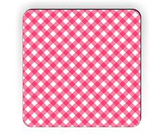 Rikki Knight kariert auf Design Quadratisch Kühlschrank Magnet, Pink/Weiß