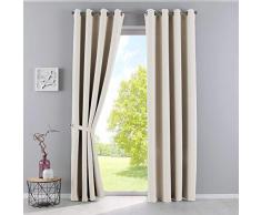 Gardinenbox Vorhänge Blickdicht »Newyork« Beige HxB 245x140 cm 2er-Pack Thermo-Gardinen Verdunkelungsvorhang Blackout Ösen schalldämmend ÖKOTEX UV-Schutz Raffhalter, 201920600-2