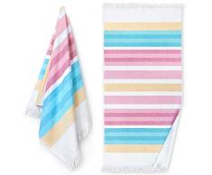 Softerry Strandtuch, groß, türkischer Stil, 91 x 178 cm, sandfrei, flach gewebt auf der Vorderseite, saugfähiges Frottee auf der Rückseite. Single 36 x 70 Mehrfarbig