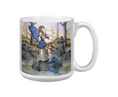 Tree-Free Greetings 590 ml Jumbo-Becher Fantasie Fee und Meerjungfrau-Motiv, brauner kunstvoller Jumbo-Becher.