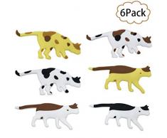 WINGOFFLY Flexible Cute Cat Magnetischer Kühlschrank Haken Set Multi Kühlschrank Tür Whiteboard? Tier Schlüssel, Halter für Home Office Dekorationen 6pcs