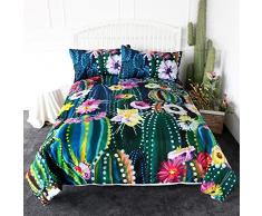 ARIGHTEX Bettwäsche-Set, Kaktus, Grün, Blau, 3-teilig King grün