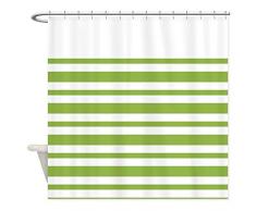 OneHoney Badezimmer-Duschvorhang, geometrische Streifen, wasserdicht, mit Haken-Set, Polyester, Grüne Streifen, Extra Long 72x84inch