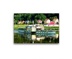 Premium Textil-Leinwand 45 cm x 30 cm quer, Schaufelraddampfer Kurort Rathen | Wandbild, Bild auf Keilrahmen, Fertigbild auf echter Leinwand, Leinwanddruck: Bad Schandau - Krippen (CALVENDO Natur);CALVENDO Natur