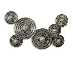 World Art TW60215 Gemälde Metall Abstrakte Komposition MetallWand skulptur handgefertigt, Metall, 57x100x11 Cm