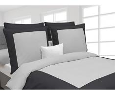 Heckett Lane Wendebettwäsche 100% Baumwolle Perkal Lina 200 Silver Grey/Castle Grey