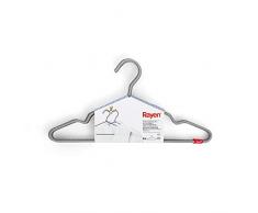 Rayen Kleiderbügel, rutschfest, Metall, Nylon, Grau, 40,5x19,50 cm, 6 Stück