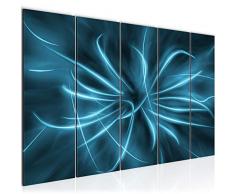 Bilder Abstrakt Wandbild 200 x 80 cm Vlies - Leinwand Bild XXL Format Wandbilder Wohnzimmer Wohnung Deko Kunstdrucke Türkis 5 Teilig - MADE IN GERMANY - Fertig zum Aufhängen 100055b