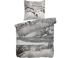 Heckett Lane Mako-Satin Wendebettwäsche Withby 135x200 (80x80) Taupe