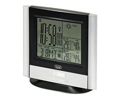 Trevi Funkwecker und Wetterstation mit Außensensor in Schwarz und Silber, Rückseite, 13,3 x 3,5 x 17 cm
