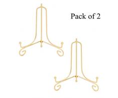Haked Dekorativer Eisen Display Ständer, Schwarz Eisen Staffelei Teller Display Foto Halter Ständer, Zeigt Bild Rahmen, Kochbücher, Deko Teller, Tablets und Kunst 8 inch 2 Pack Gold