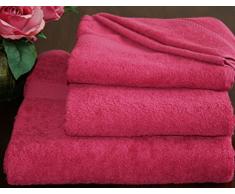 Blueberry Internationals Handtuch-Set aus ägyptischer Baumwolle, mit 2 Handtüchern, 1 Badetuch und 1 Handtuch Rose