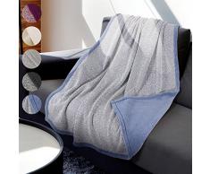 Terrania Knit Sherpa Überwurf Decke 127 x 152,4 cm Super Cozy All Season Bett Überwurf TV Decke wendbar für Bett oder Couch Stühle | Katalonien Serie, blau, 50 x 60