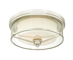 63312 33 cm Deckenleuchte für den Innenbereich, Gebürstetes gebürstetes Nickel mit mattiertem Glas und Klarglas