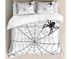 CHARMHOME Spider Web Bettbezug Set Schlafzimmer Deko Weiches 4-Teiliges Bettwäsche-Set Quilt, Fall 2 Kissen, Twin Size ， Elements gefährlichen Dekorativen Queen Spider Web Duvet Cover Set