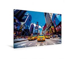 Calvendo Premium Textil-Leinwand 120 cm x 80 cm Quer, Times Square Taxis | Wandbild, Bild auf Keilrahmen, Fertigbild auf Echter Leinwand, Leinwanddruck: Ein New York in Colors 2017 Orte Orte