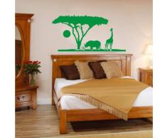 INDIGOS 4052166118385 Wandtattoo w557 Afrika / Steppe, Elefant Giraffe Wandaufkleber 80 x 39 cm, grün