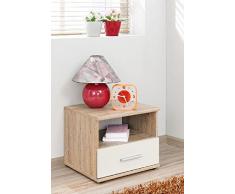 Theta design by homemania Nachttisch, Nachttisch Florenz, Korpus: Eiche Sonoma, Front: Weiß Matt