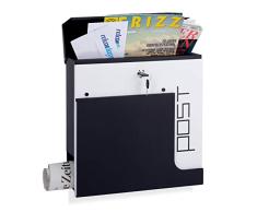 Relaxdays, schwarz Design Briefkasten, abschließbar, mit Zeitungsrolle, DIN A4, großer Postkasten, HBT: 37 x 37 x 11 cm, Standard