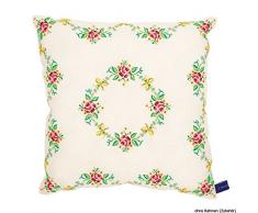 Vervaco Zählmuster Stickkissen Girlande mit Rosen, Baumwolle, Mehrfarbig, 35 x 35 x 0.3 cm