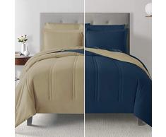 Lanwood Schmusetuch und Kissenbezug, wendbar King Marineblau/Taupe