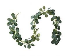 Belle Fleur künstliche Eukalyptusgirlande, 1,8 m, 148 Blätter, Weihnachtsgirlande, für Hochzeiten, Hintergrund