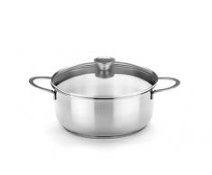 BRA Ancora Stieltopf, Edelstahl 18/10 mit Deckel aus Glas, 20 cm