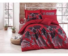 Eponj Home Bettwäsche-Set für Doppelbett 200 x 220 cm Rosso Nero Grigio