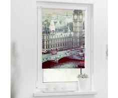 Lichtblick Rollo Klemmfix, 80 x 150 cm mit Motiv London Westminster - Grau Montage ohne Bohren, moderner Sicht-und Sonnenschutz, Motivrollo, lichtdurchlässig & Blickdicht