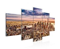 Bilder New York City Wandbild 200 x 100 cm Vlies - Leinwand Bild XXL Format Wandbilder Wohnzimmer Wohnung Deko Kunstdrucke Braun 5 Teilig - MADE IN GERMANY - Fertig zum Aufhängen 610051b