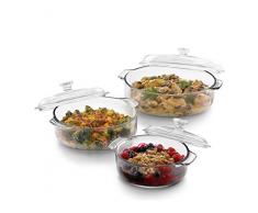Libbey Bakers Basics Auflaufform aus Glas mit Glasdeckel, 3-teilig