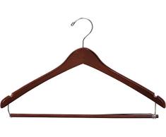 The Great American Hanger Company Kleiderbügel aus Holz, mit Verschlussstange, 43,2 cm, Walnussholz-Finish, verchromte Haken und Kerben, für Hemd, Kleid, Hosen, 50 Stück