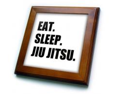 3dRose FT 180413 _ 1 Eat Sleep Jiu Jitsu Japanische Kampfkunst Ju Jutsu Jujutsu Jiu-Jitsu-gerahmt Fliesen, 20,3 x 20,3 cm