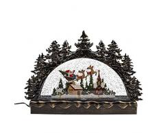 Kurt S. Adler 22,9 cm batteriebetriebener LED Weihnachtsmann und Schlitten Wassertisch Tischstück Weihnachtsdorf Mehrfarbig