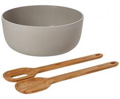 Berghoff Leo 24 cm Salatschüssel aus Bambus und Silikon Server, 3-teiliges Set, Grau, 2-teilig