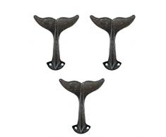 DEI Gusseisen Wal Schwanz Wandhaken, Set von 3