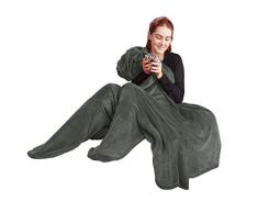 CelinaTex Footy Socken Kuscheldecke 150 x 180 cm grau Coral Fleece Sockendecke Mikrofaser FuÃwÃ¤rmer Decke