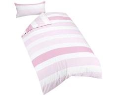 Dormisette 3336-60 Feinbiber Bettwäsche Streifen 2-teilig 40x80 cm + 155x220 cm, rosé